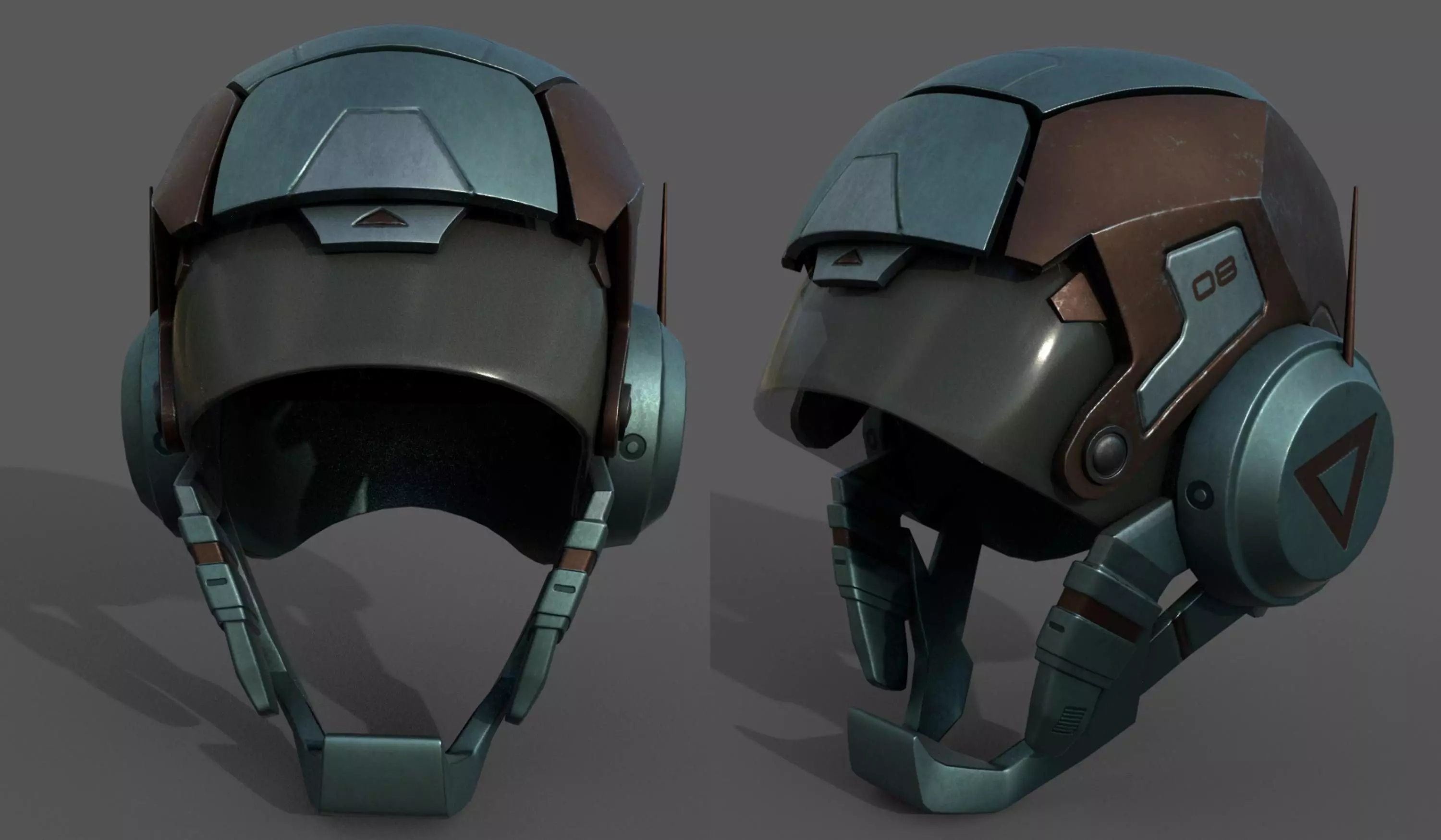 Helmet scifi military armor develop fantasy combat Low-poly 3D model_0
