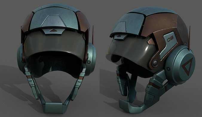 Helmet scifi military armor develop fantasy combat  Low-poly 3D model