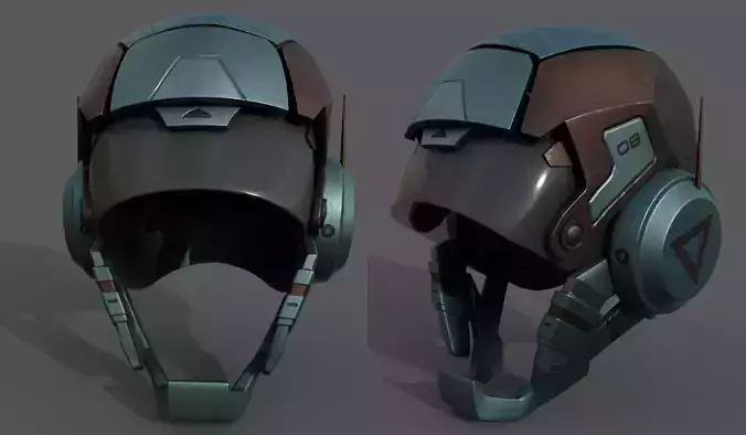 Helmet scifi military armor develop fantasy combat  Low-poly 3D model