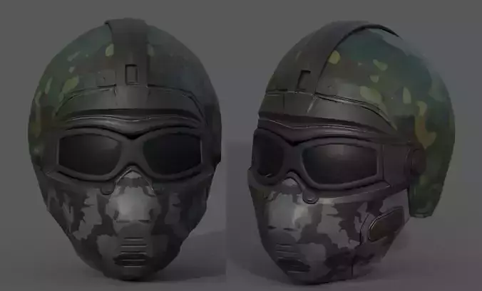 Helmet scifi armor combat military fantasy cyborg  Low-poly 3D model