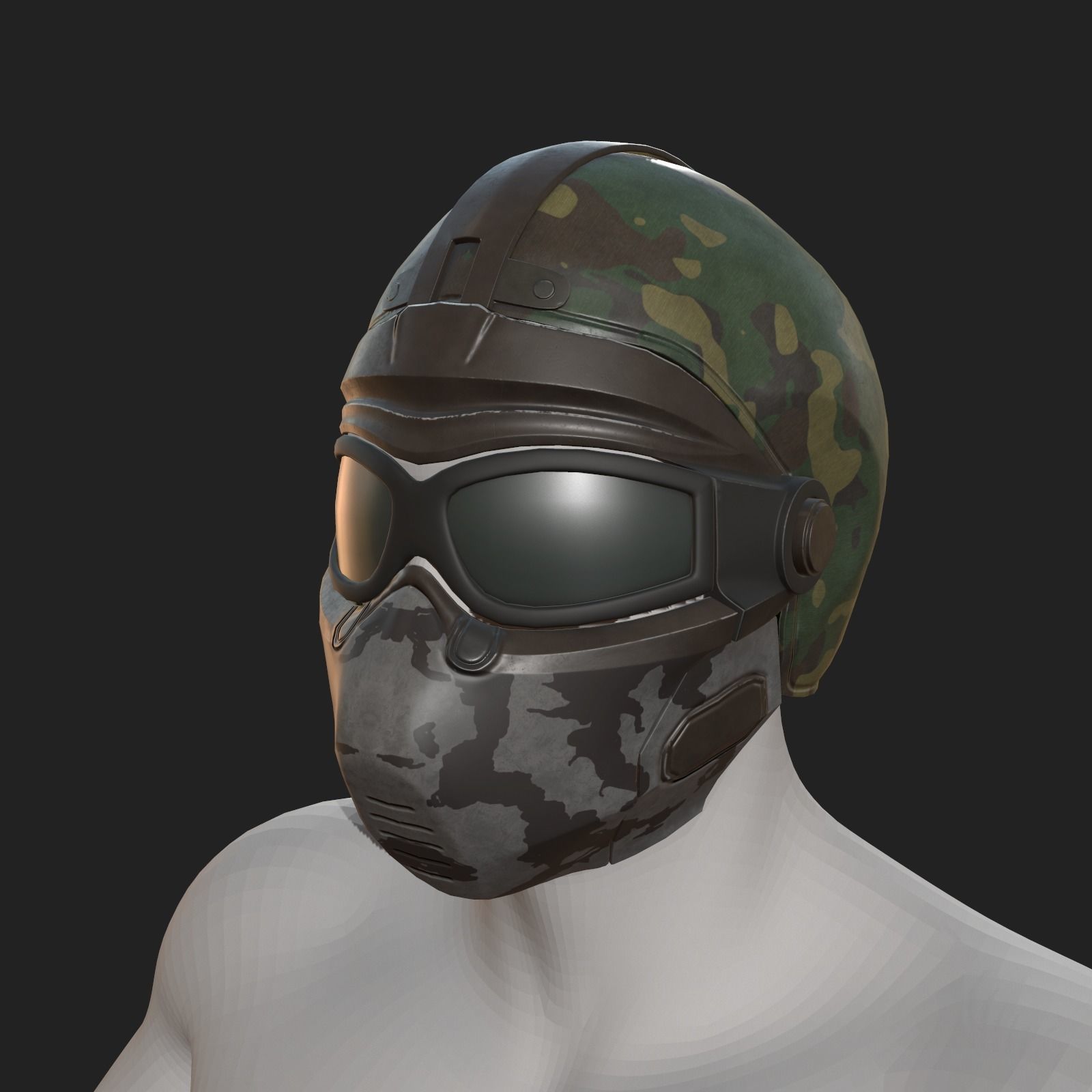 Helmet scifi armor combat military fantasy cyborg Low-poly 3D model_12