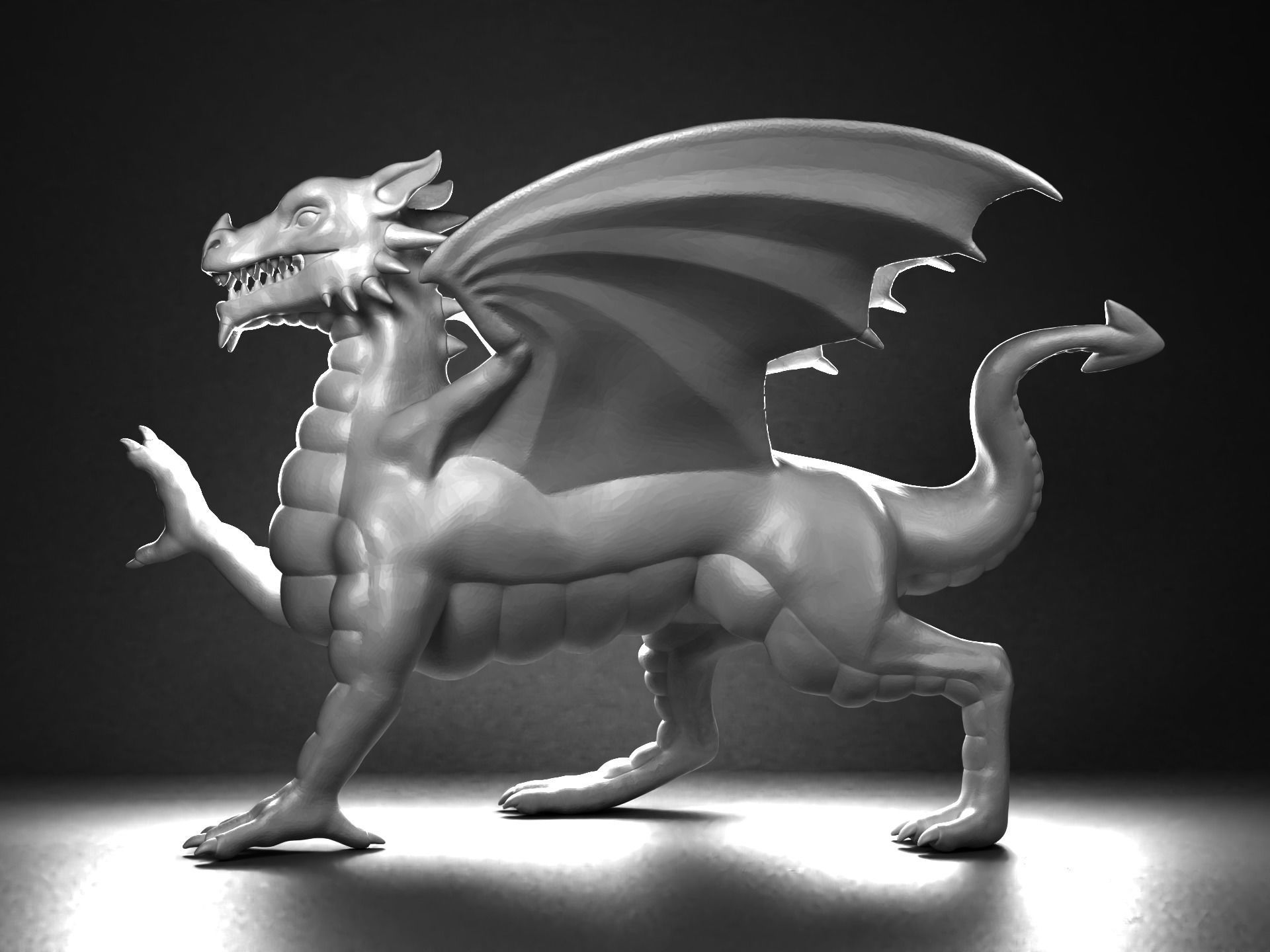Welsh Dragon Statue - 3D Printable 3D print model_3