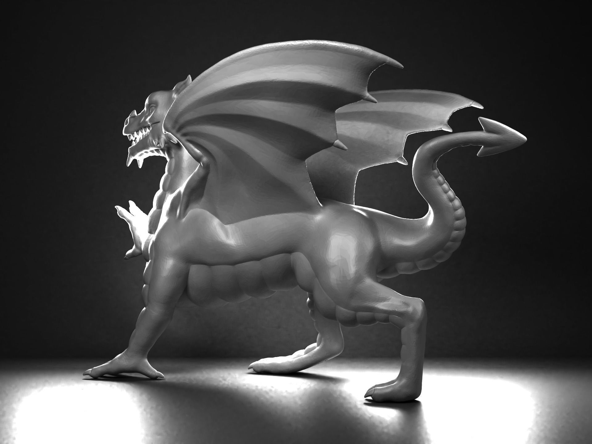 Welsh Dragon Statue - 3D Printable 3D print model_9