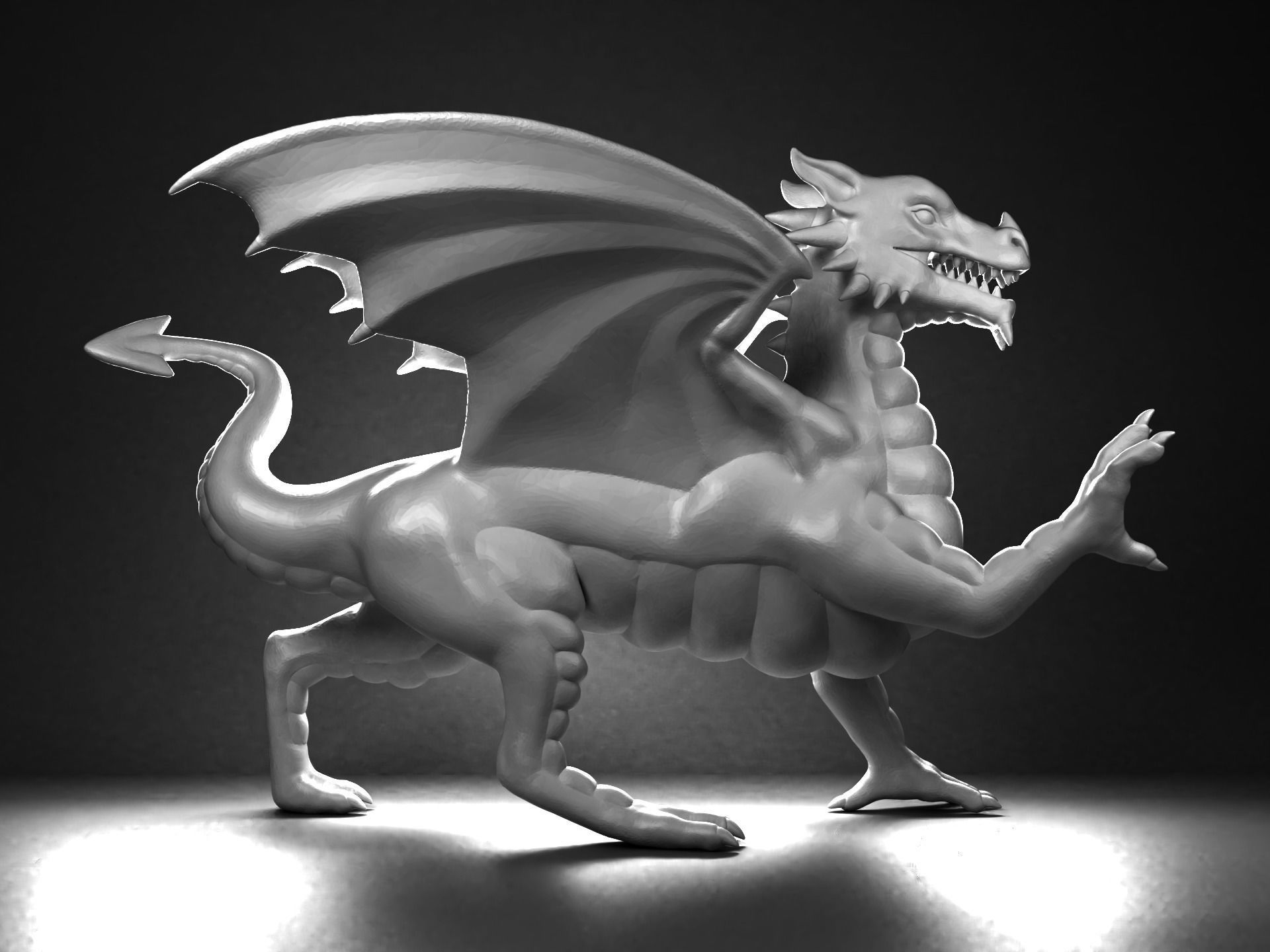 Welsh Dragon Statue - 3D Printable 3D print model_5