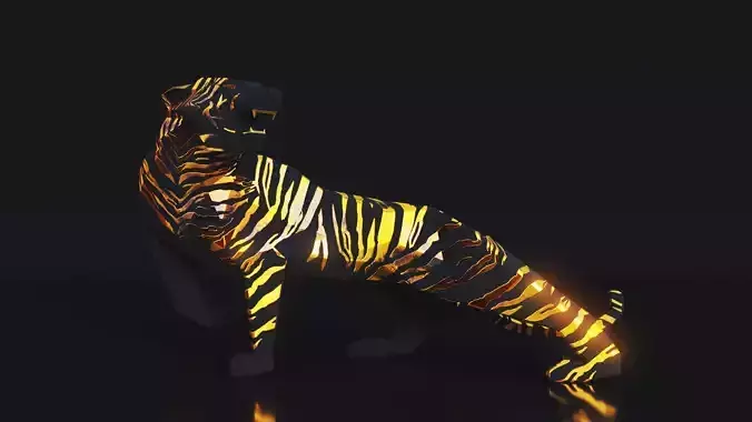 Low Poly Tiger Sculpture  Low-poly 3D model