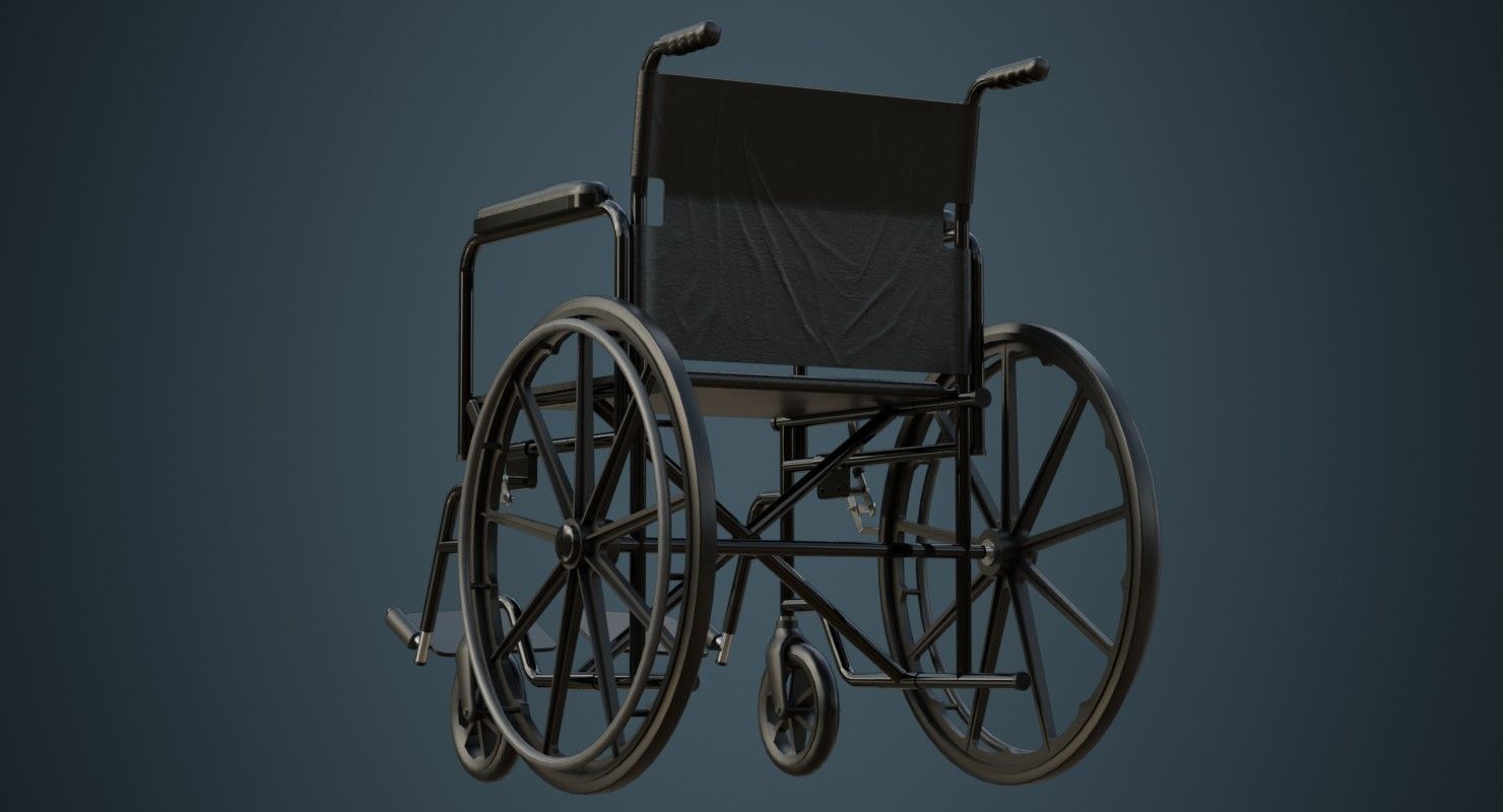 Wheelchair 1A Low-poly 3D model_3
