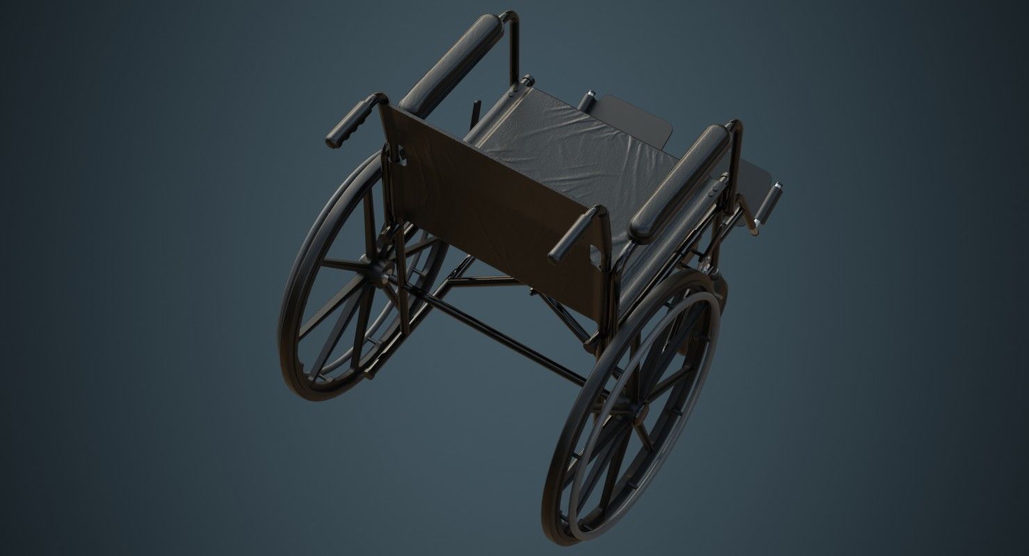 Wheelchair 1A Low-poly 3D model_2