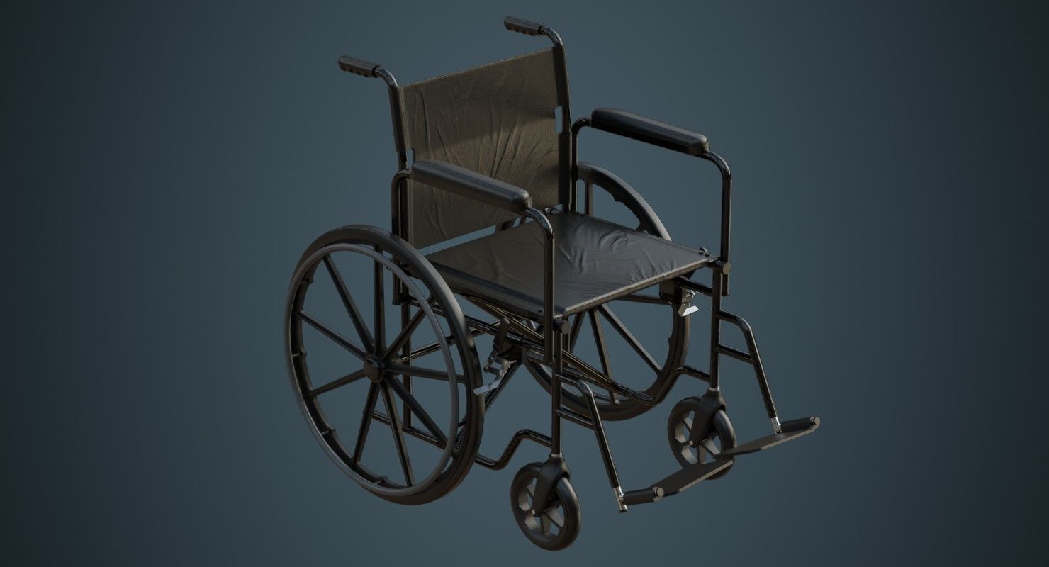 Wheelchair 1A Low-poly 3D model_1