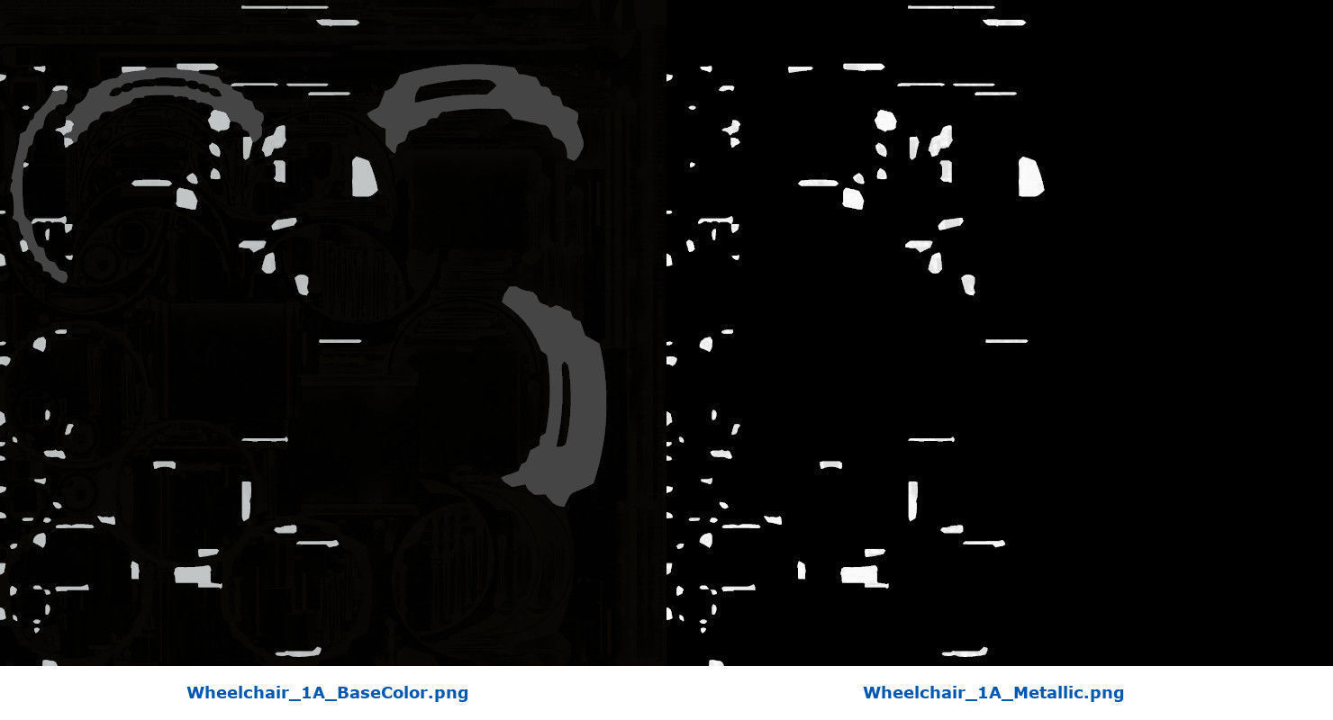 Wheelchair 1A Low-poly 3D model_7