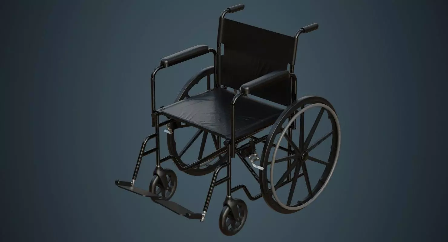 Wheelchair 1A Low-poly 3D model_0