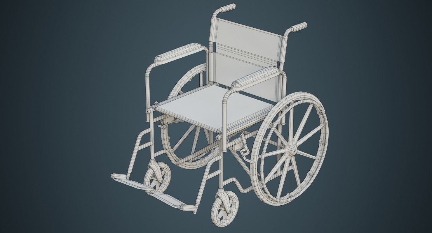 Wheelchair 1A Low-poly 3D model_5