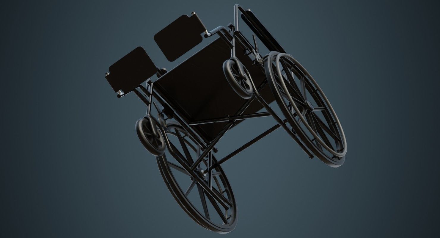 Wheelchair 1A Low-poly 3D model_4