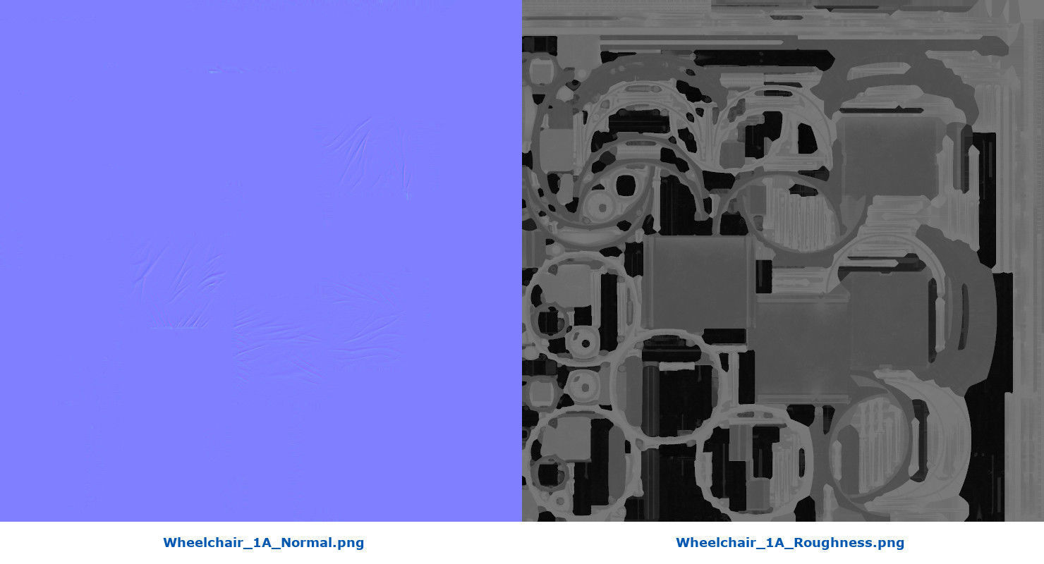 Wheelchair 1A Low-poly 3D model_8