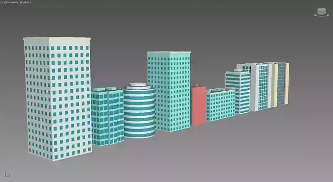 low poly buildings pack Free low-poly 3D model