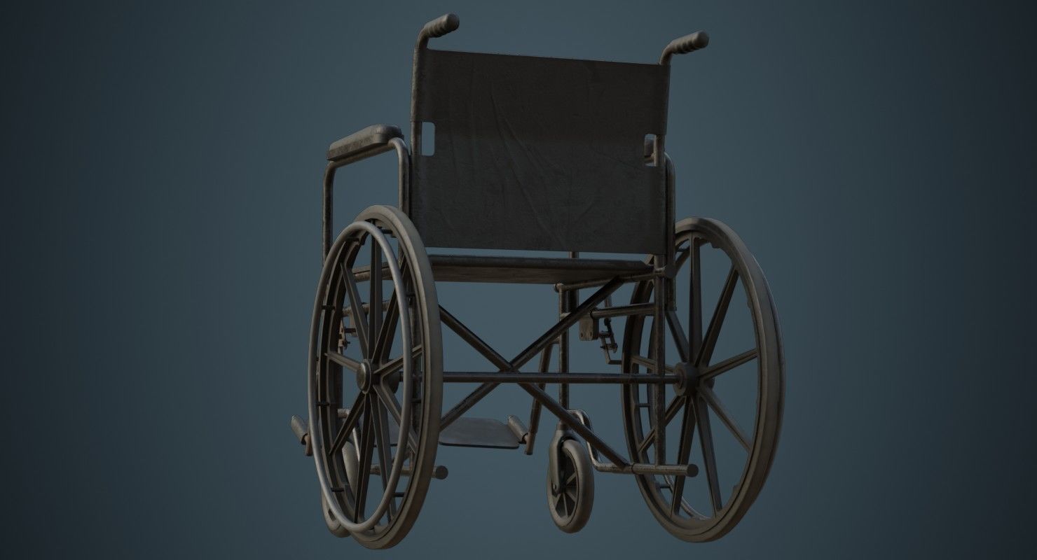 Wheelchair 1B Low-poly 3D model_3