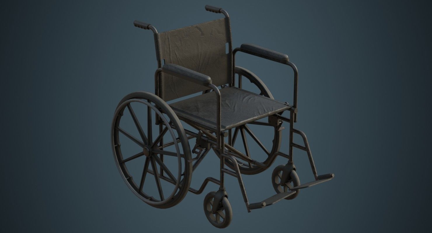 Wheelchair 1B Low-poly 3D model_1