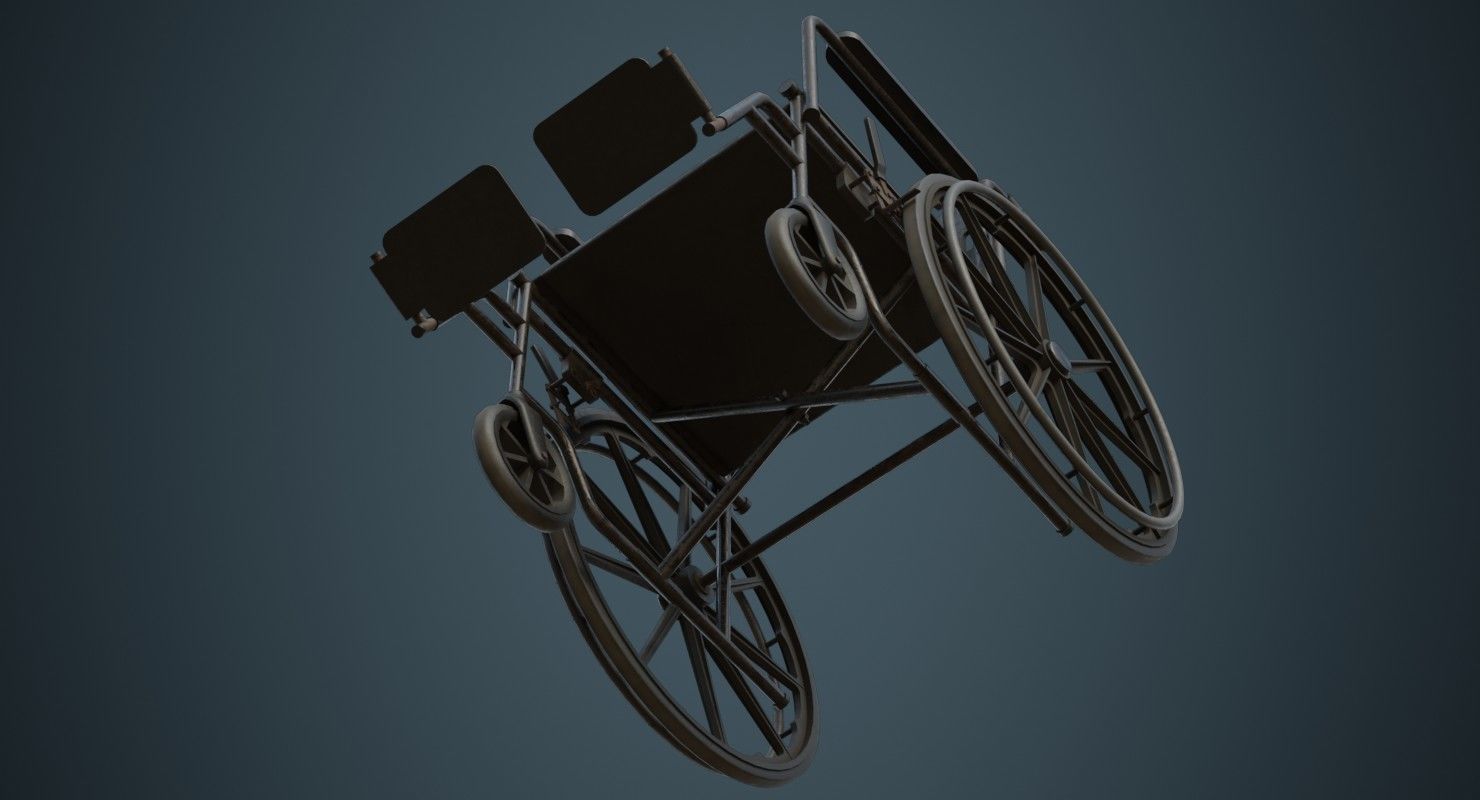 Wheelchair 1B Low-poly 3D model_4