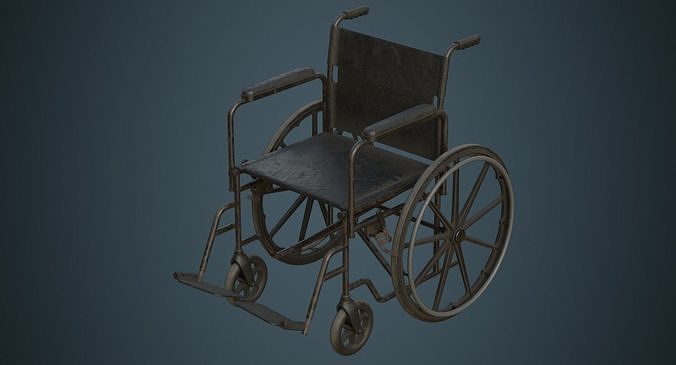 Wheelchair 1B Low-poly 3D model