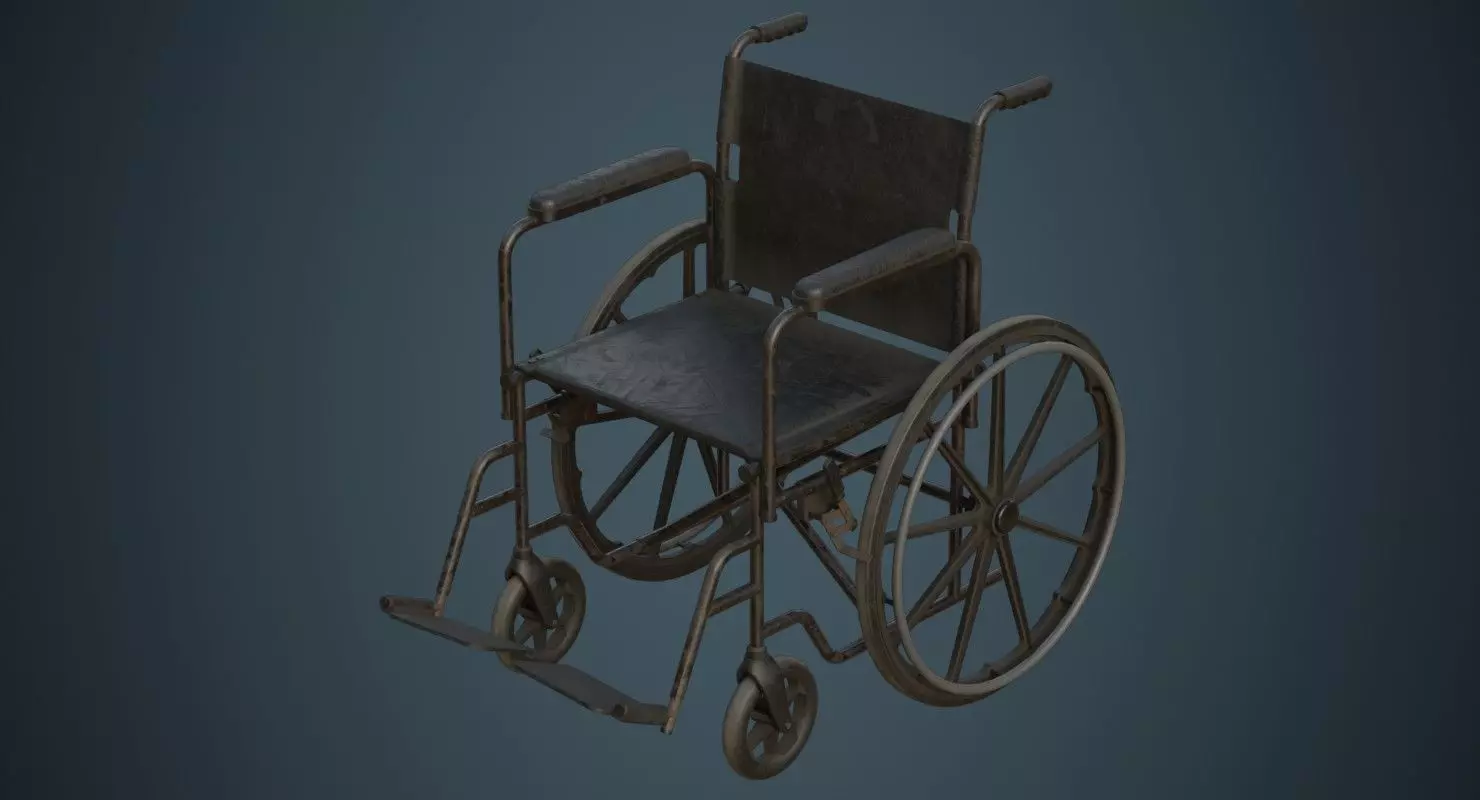 Wheelchair 1B Low-poly 3D model_0