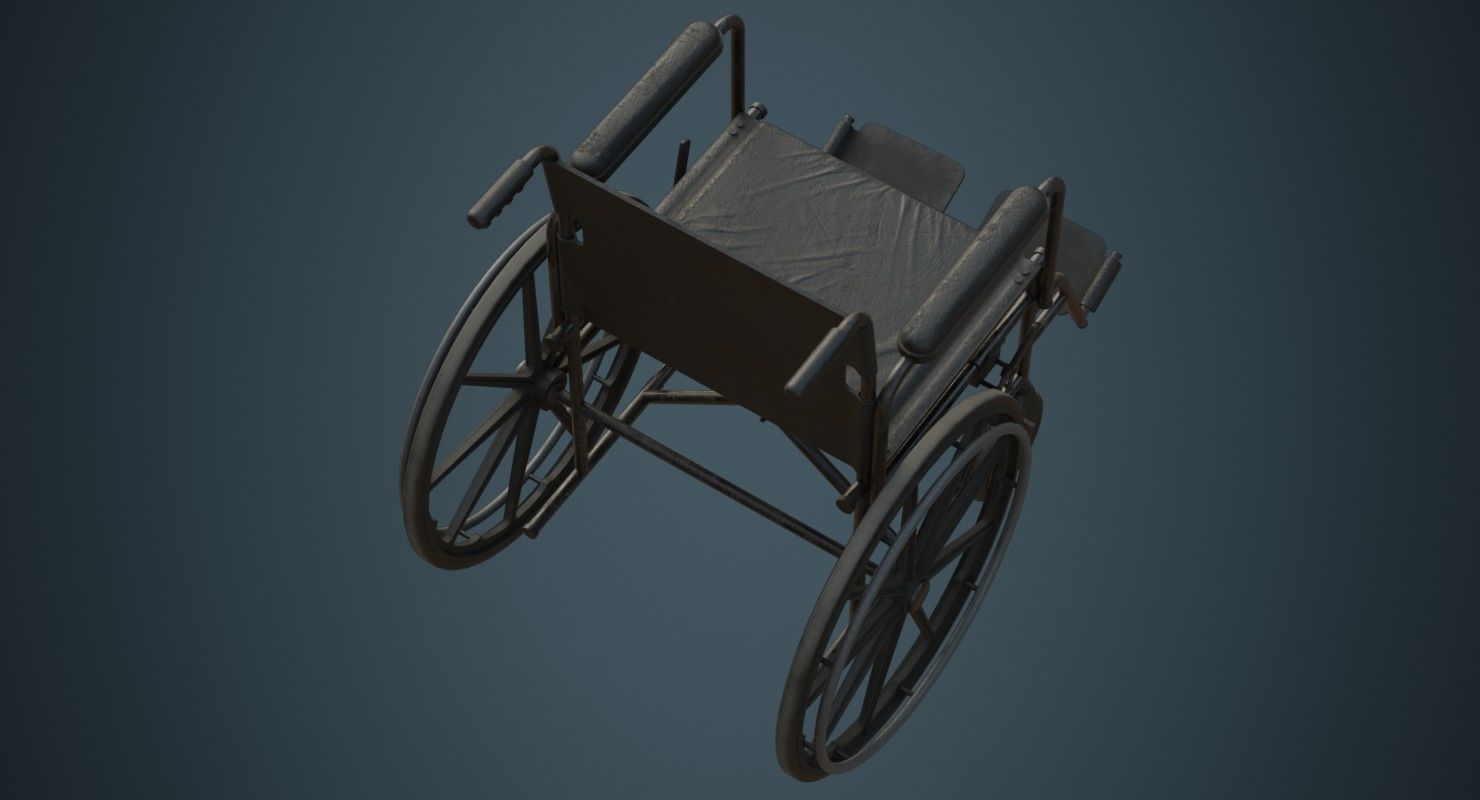 Wheelchair 1B Low-poly 3D model_2