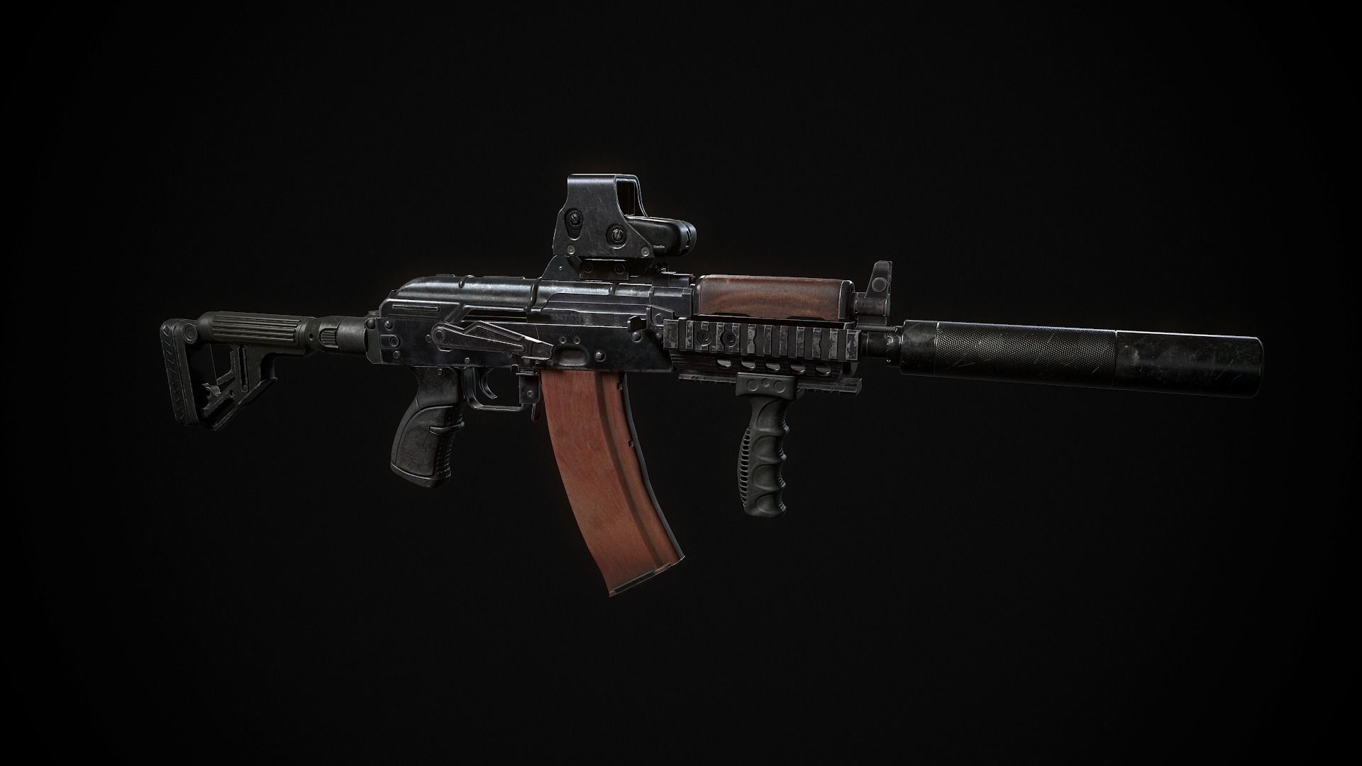 Butt of the rifle AK Low-poly 3D model_4