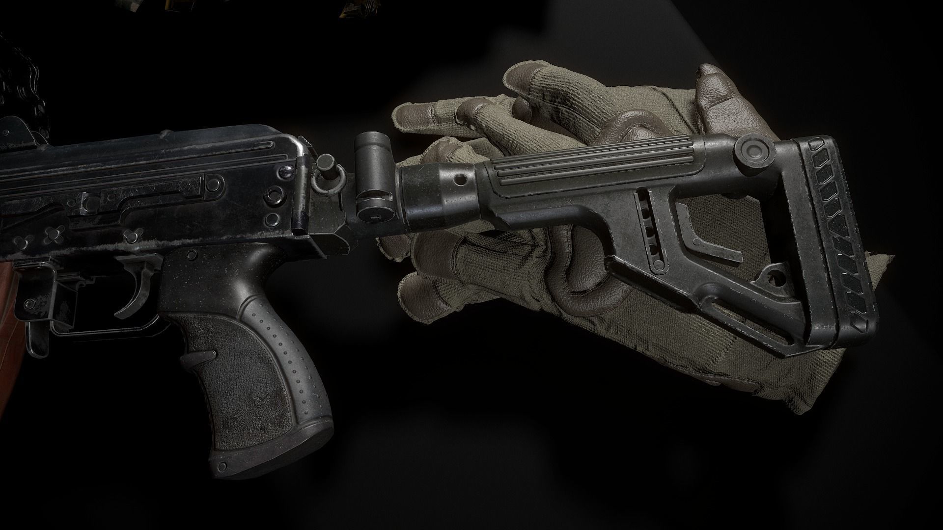 Butt of the rifle AK Low-poly 3D model_3