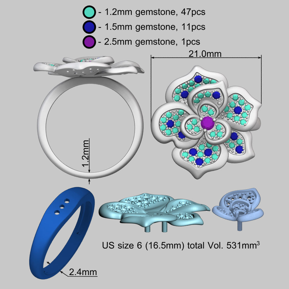 Ruby Rose Gold Ring 3D print model_11