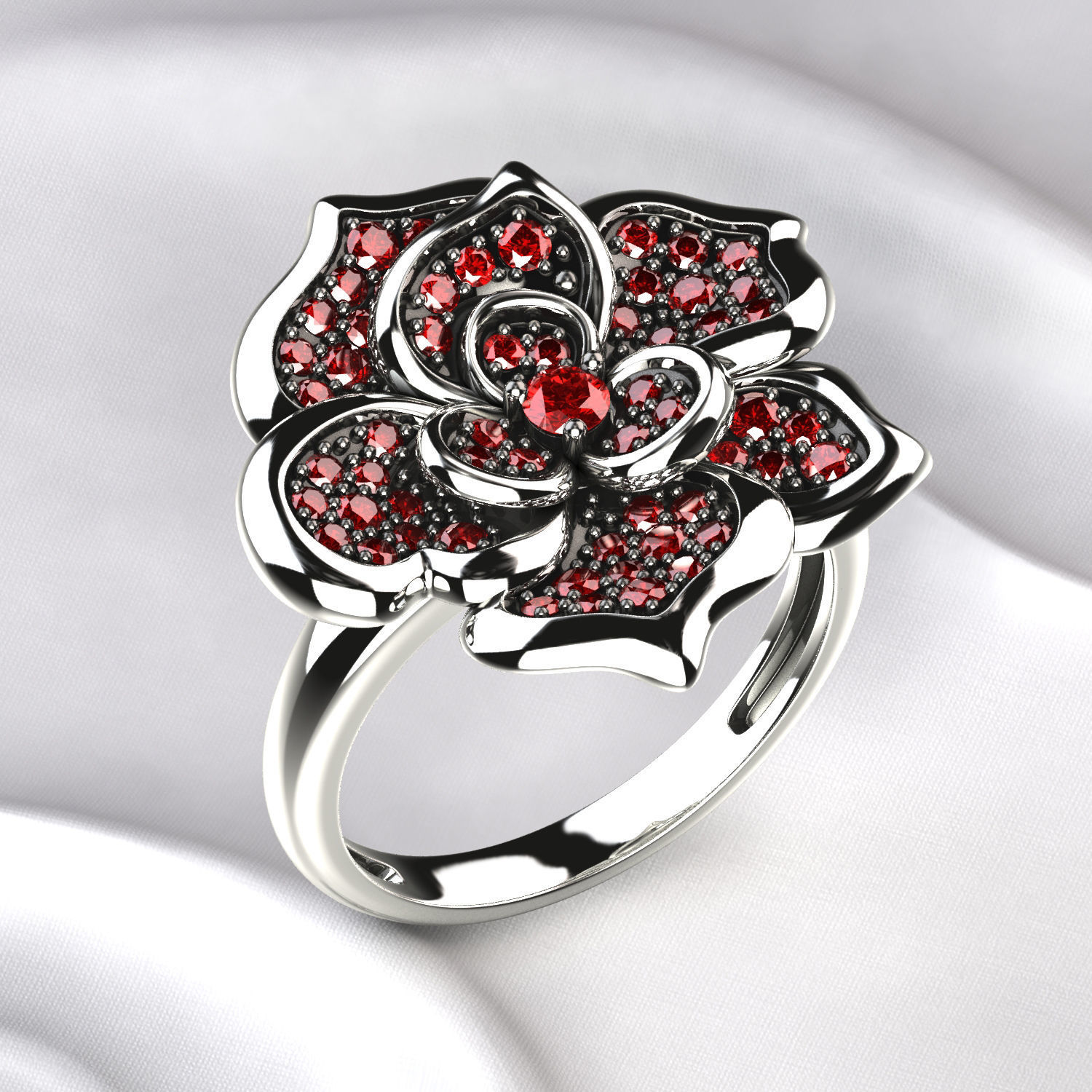 Ruby Rose Gold Ring 3D print model_4