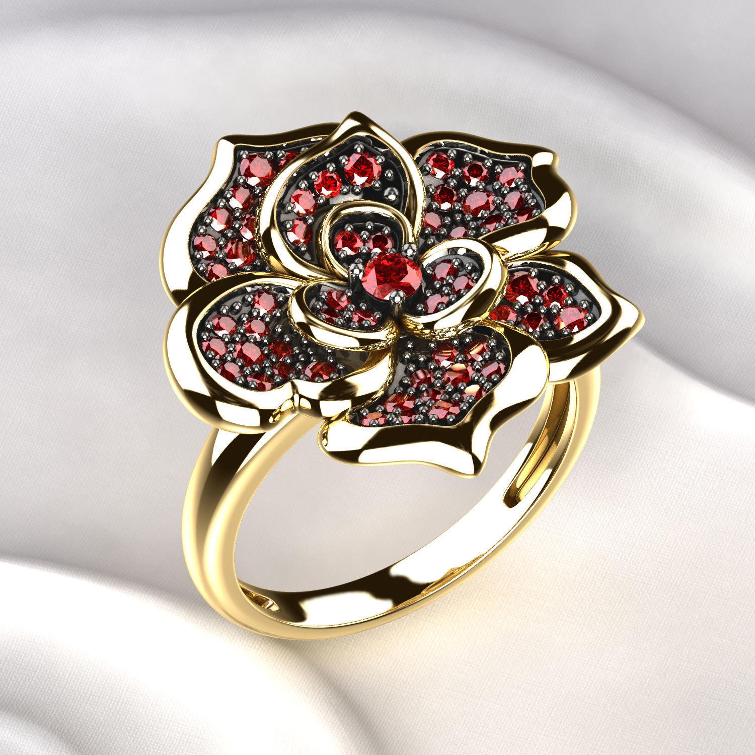 Ruby Rose Gold Ring 3D print model_2