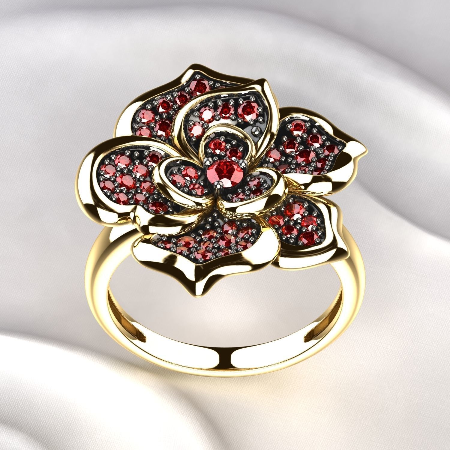 Ruby Rose Gold Ring 3D print model_1
