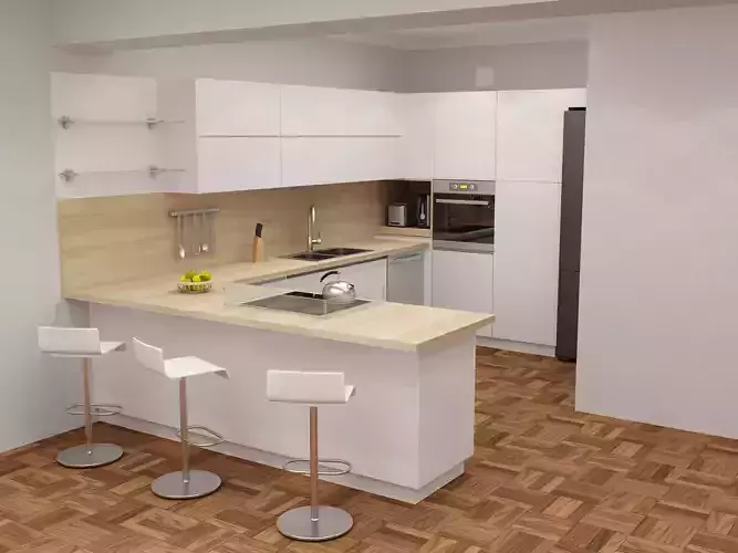 kitchen with cabinets and wooden floors