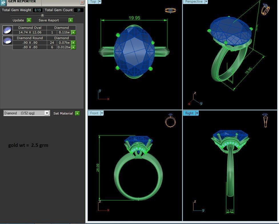 Women Ring 3dm render detail 3D print model_8