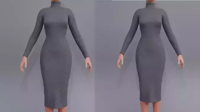 Turtleneck bodycon wool dress