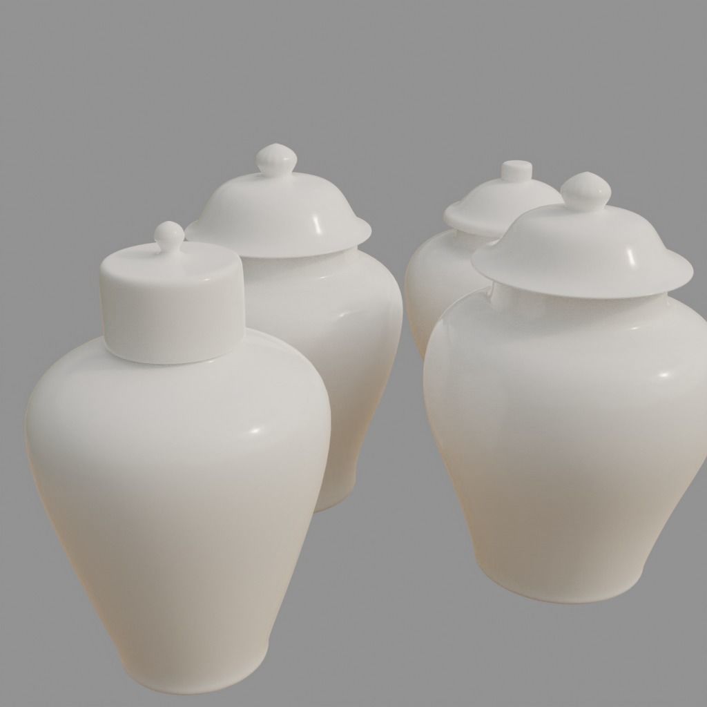 Chinese Classic Sytle Pocelain Jars Collection - 14 models 3D model_6