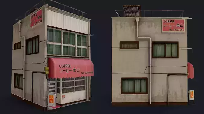 Coffee Shop of Kanayama Low-poly 3D model