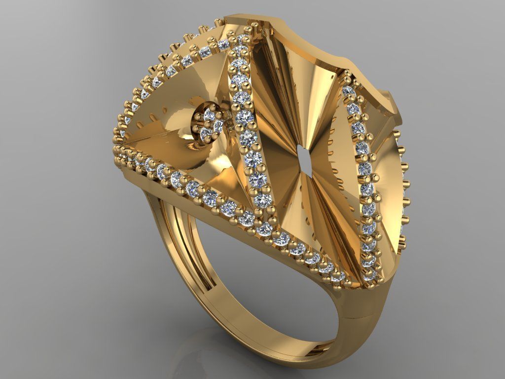 GC GOLD Y207- Diamond gold Ring  3D print model_1