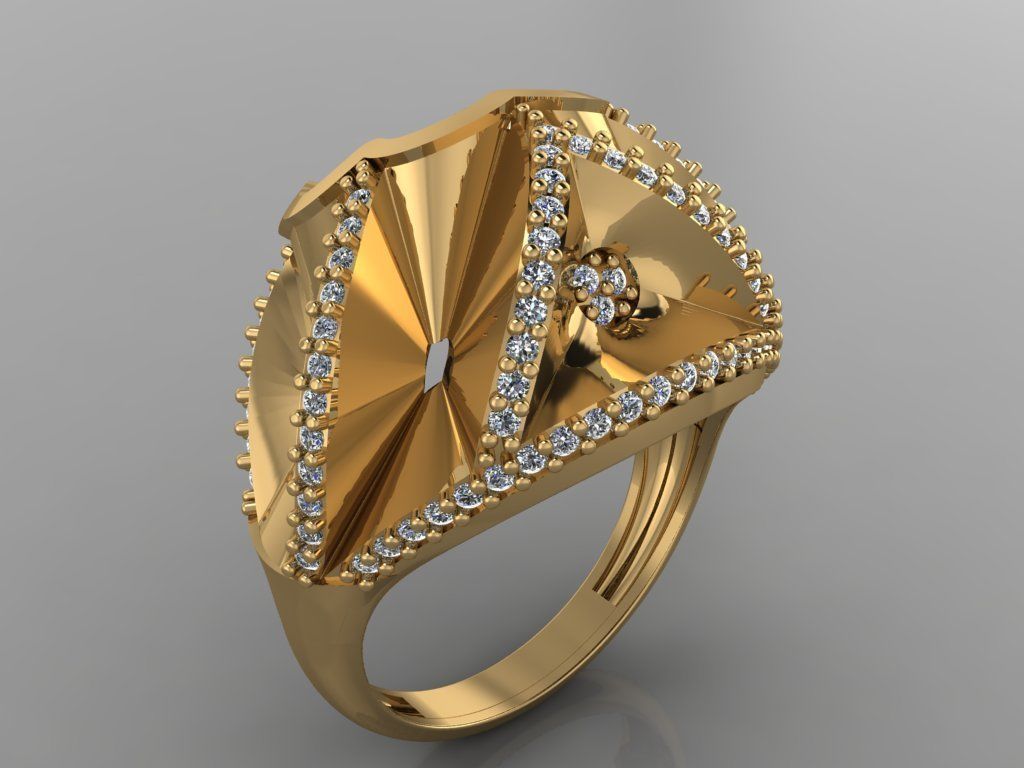 GC GOLD Y207- Diamond gold Ring  3D print model_2