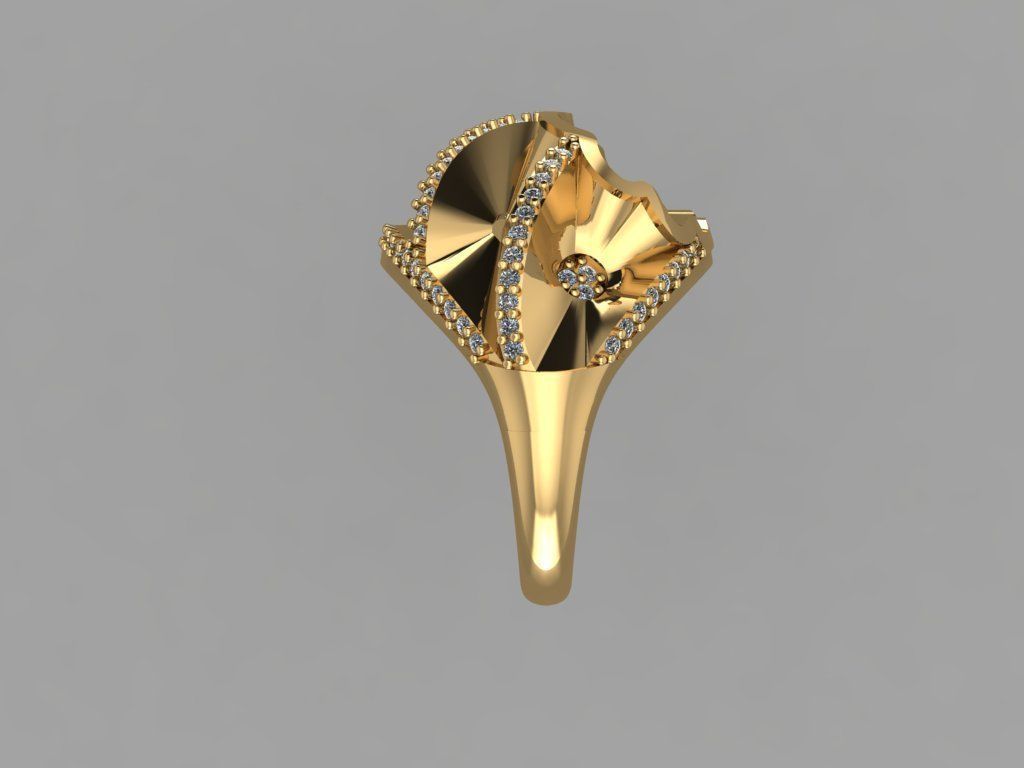GC GOLD Y207- Diamond gold Ring  3D print model_4