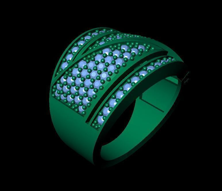 Full Pave Gem 7 Model Ring  3D print model_3