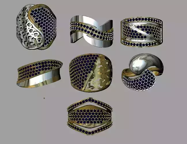 Full Pave Gem 7 Model Ring 
