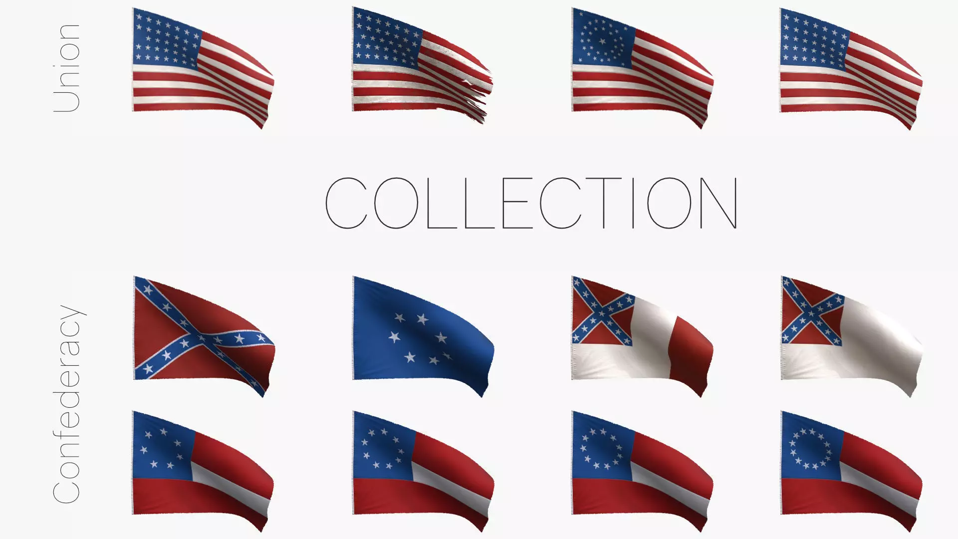 American Civil War Flags 3D Model Collection_0