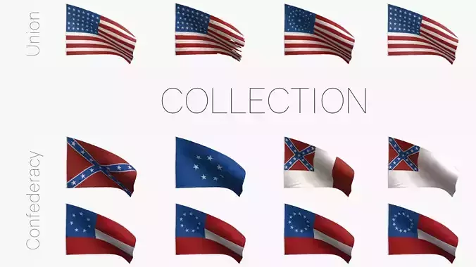 American Civil War Flags 3D Model Collection
