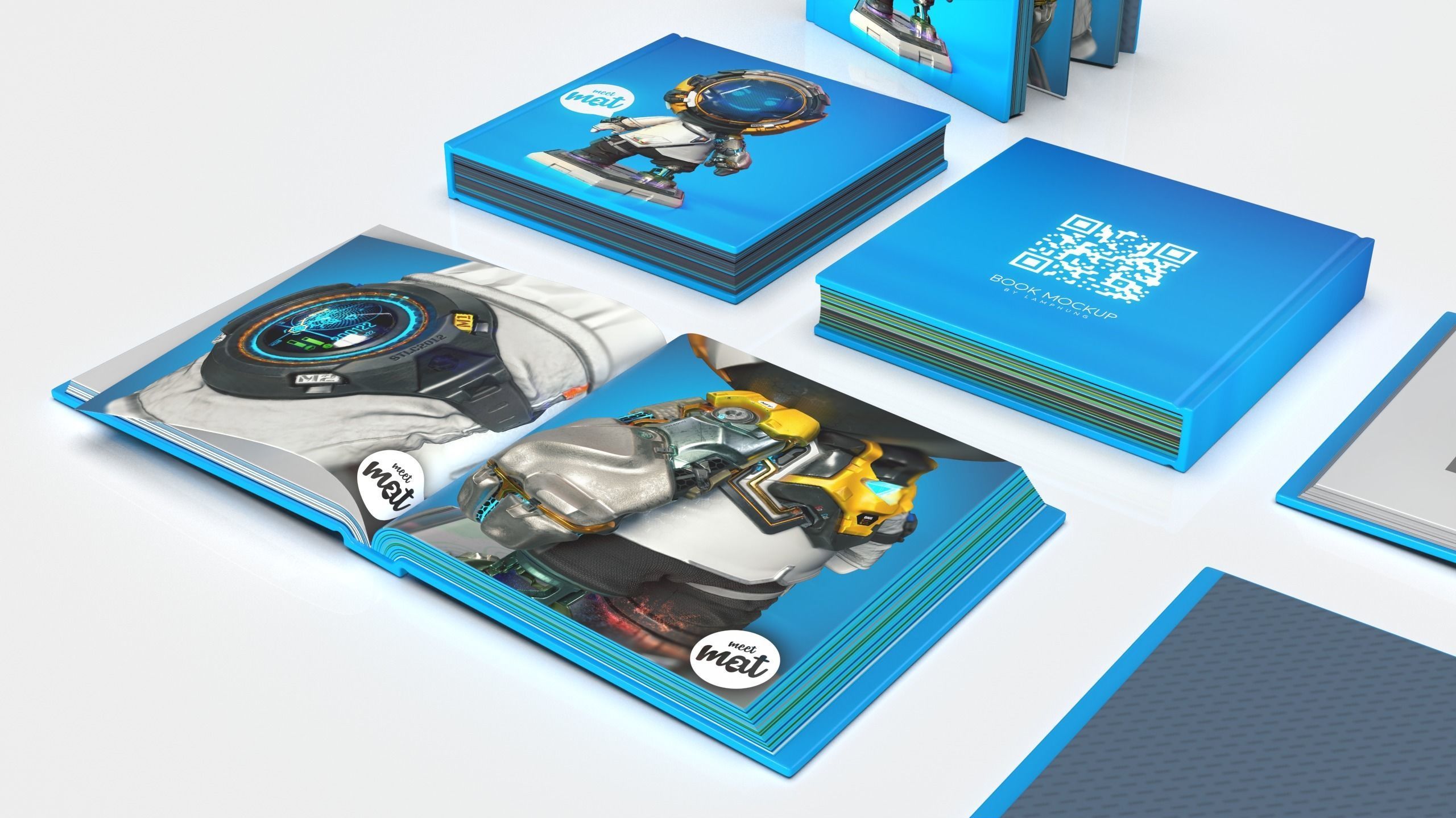 Hardcover book mockup Collection Subdiv ready 3D model_3