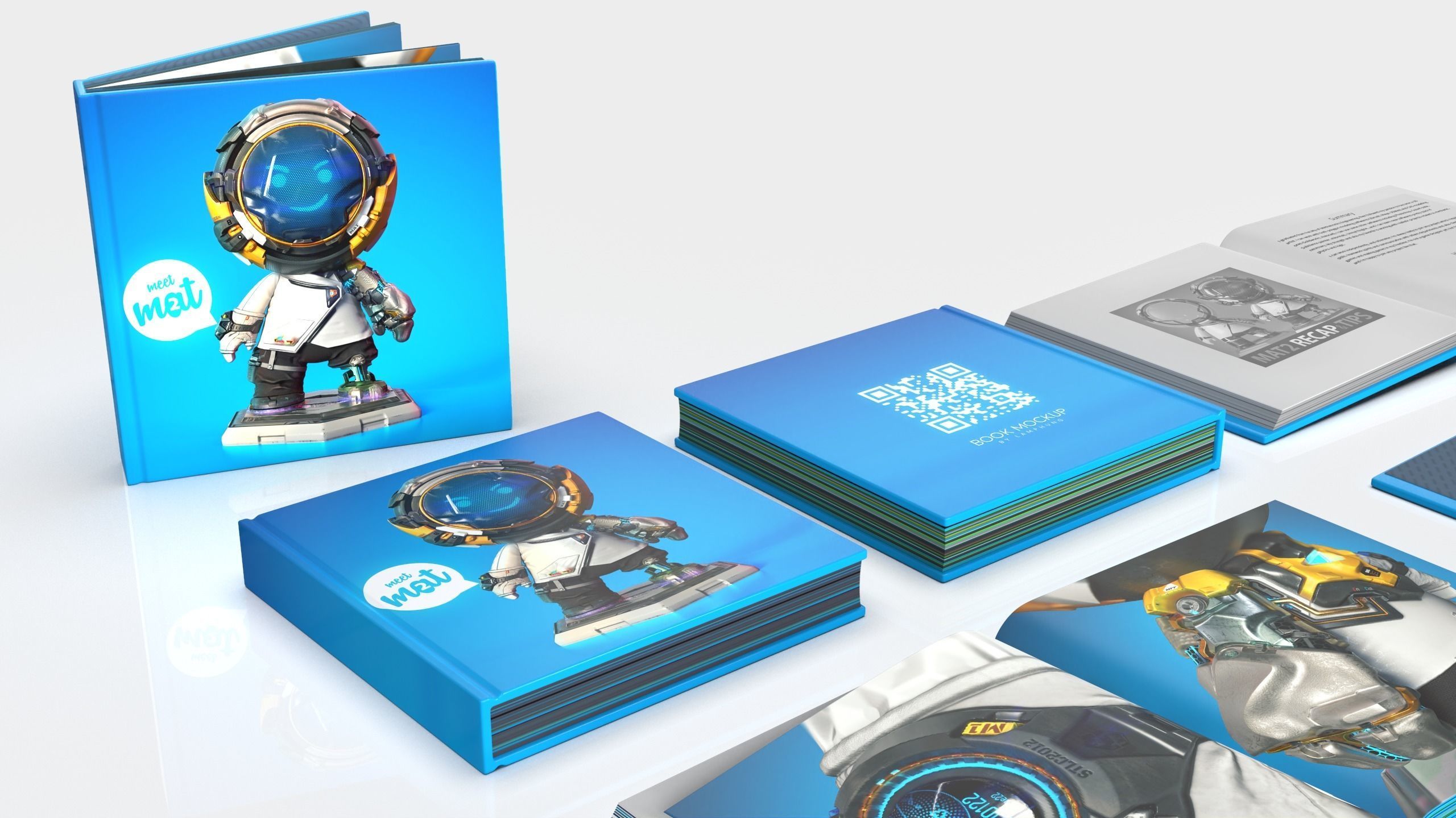 Hardcover book mockup Collection Subdiv ready 3D model_2