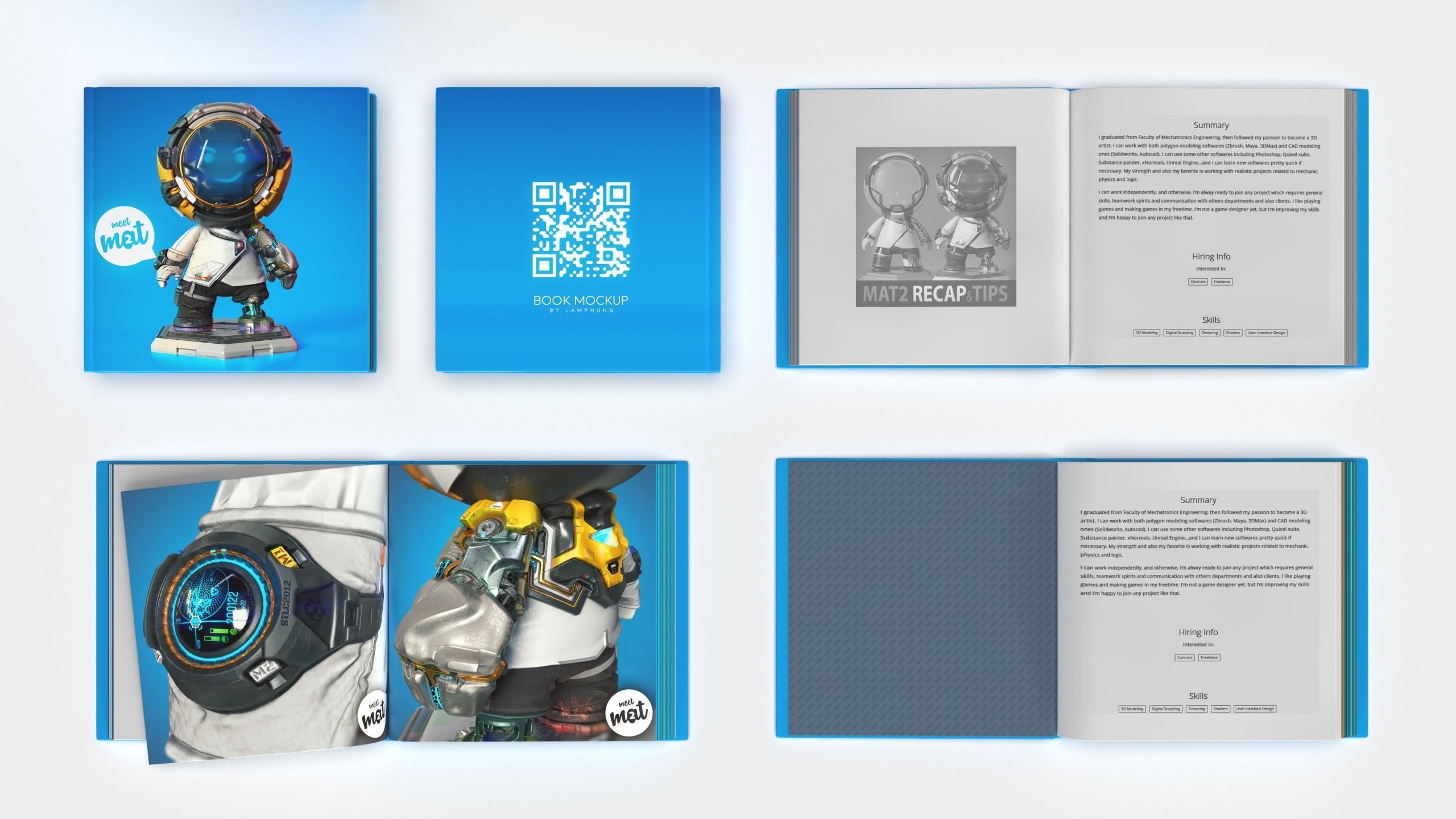 Hardcover book mockup Collection Subdiv ready 3D model_1