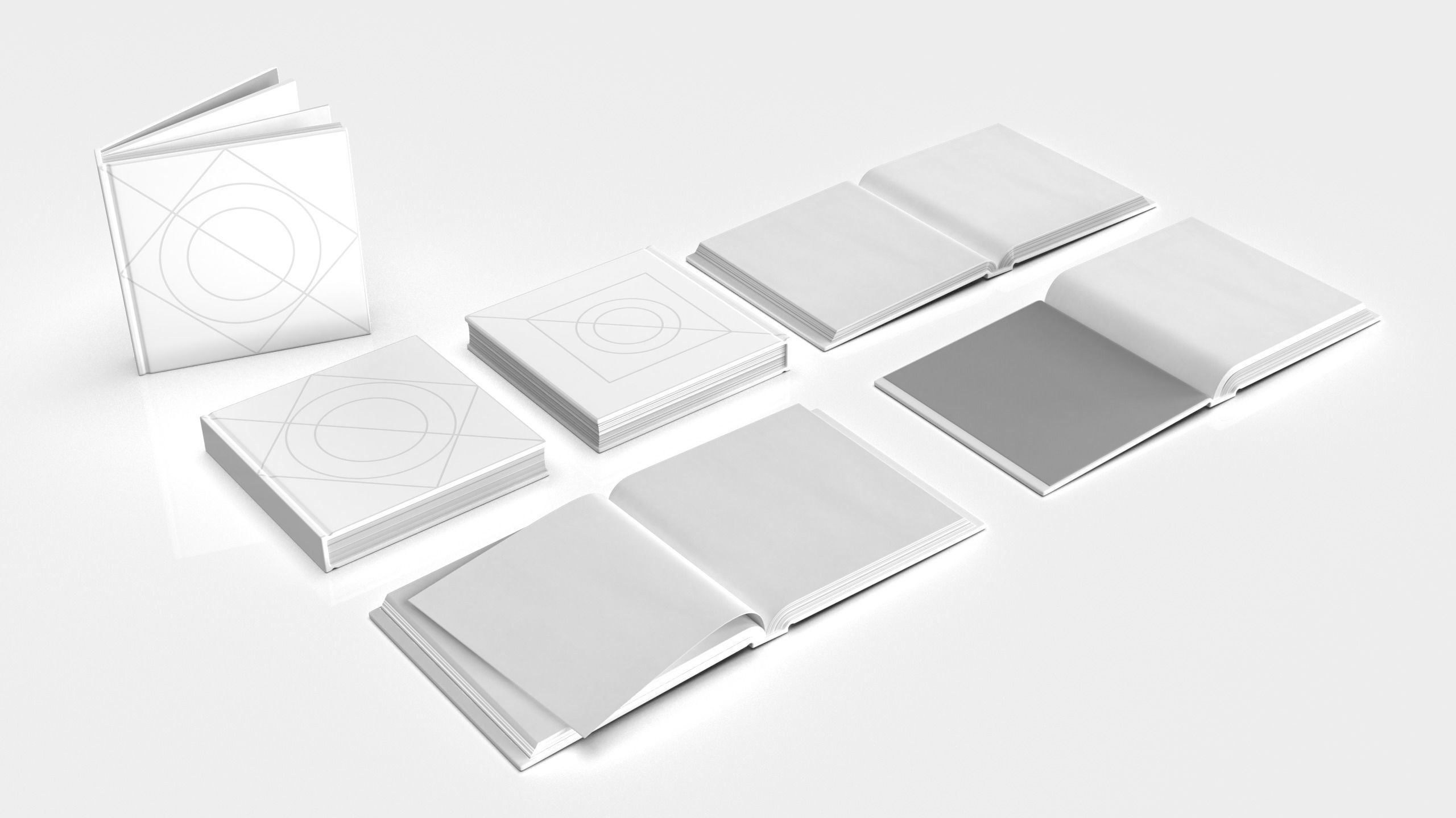 Hardcover book mockup Collection Subdiv ready 3D model_4