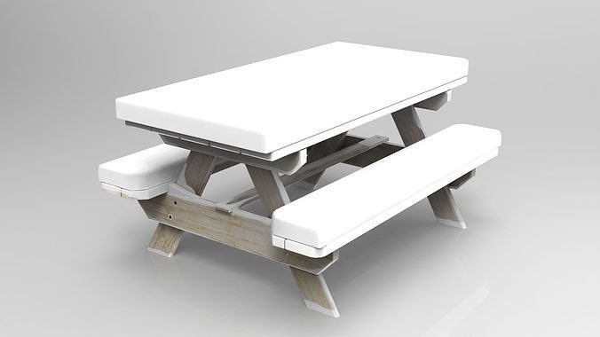 Camping Wood Table winter Low-poly 3D model