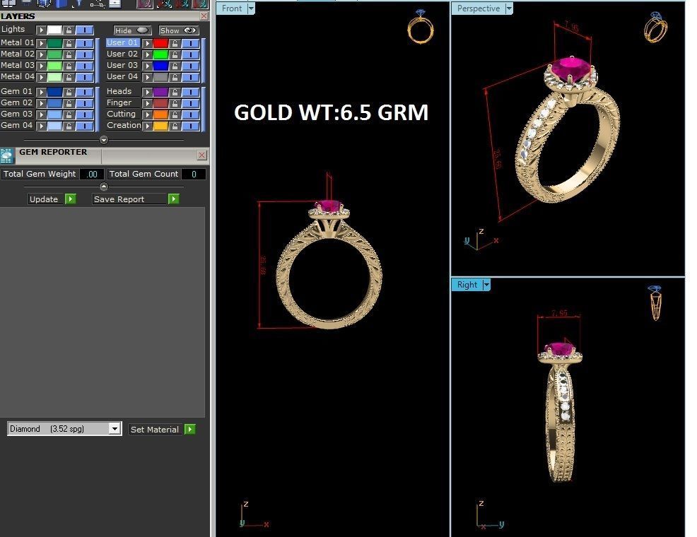 Women Ring 3dm render detail 3D print model_6