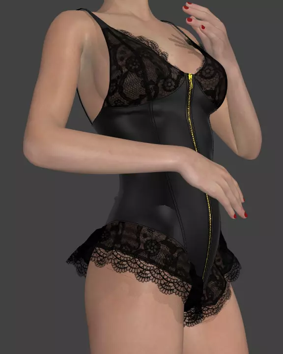 Black leather woman lingerie Low-poly 3D model