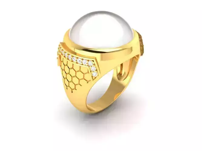 Gents Pearl Ring 3dm render detail